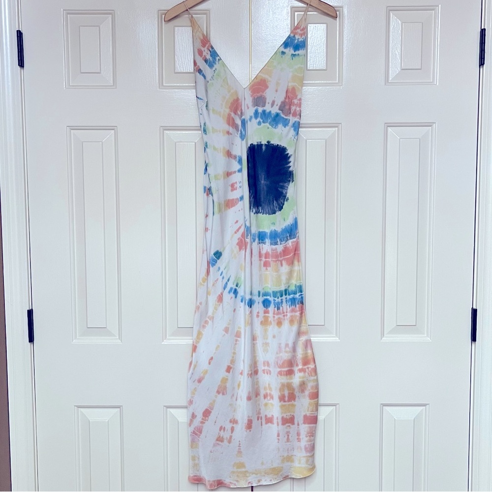 AQC Clothing Silk Olive Dress in Tie Dye